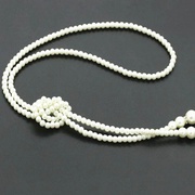 超长款仿珍珠项链白色米珠多层自由打结款钻珠项链 百搭 经典配饰