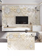 新中式古典牡丹花背景墙布客厅花朵沙发壁布卧室床头花开富贵壁画