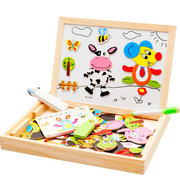 木制欢乐农场磁性拼拼乐双面拼图画板儿童益智玩具