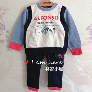 韩版阿路alfonso儿童装男童宝宝，春秋款休闲长袖，t恤长裤两件套装