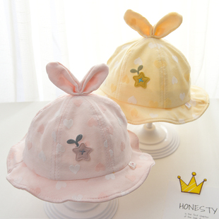 婴儿帽子春秋薄款新生，幼儿春夏季渔夫帽可爱女，宝宝夏款遮阳太阳帽