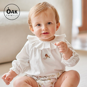 Oak Family儿童长袖T恤纯棉荷叶领上衣女洋气春季小童宝宝衣服