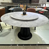 天然大理石餐桌超晶石彩晶石玉晶石桌椅组合圆桌转盘家用吃饭桌子