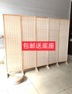 中式竹编屏风隔断简约现代客厅，卧室遮挡家用折叠移动办公实木折屏