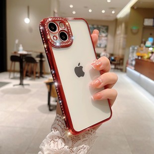 红色镶水钻适用苹果14Promax的手机壳iPhone13proMAX高级感11透明全包xrx防摔12高档女款新年网红7/8plus