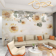 墙纸定制3d法式奶油，风向日葵电视背景墙壁纸客厅，壁布卧室墙布壁画