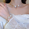 极光碎银子珍珠项圈，choker脖颈项链2022年女高级感锁骨毛衣链