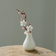手工陶瓷梅花牡丹玫瑰向日葵立体花枝中式装饰仿真花家居花瓶摆件