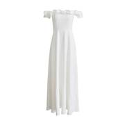 TANSSHOP白色小礼服裙褶皱露肩一字领松紧修身显瘦两种长度连衣裙