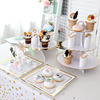 婚礼甜品台烫金纸盘三层展示架生日布置摆台装饰一次性盘子蛋糕架