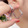 韩版流行时尚个性菱形耳圈耳饰925银针防过敏耳环女饰品