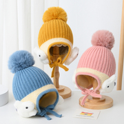 宝宝护耳帽冬季保暖防风男女童可爱针织套头帽儿童洋气毛线帽子冬