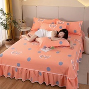 床裙三件套纯棉100%全棉，夏季四季通用单件韩版床罩床单床笠单人