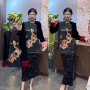 新中式国风刺绣设计感拼接丝绒小衫女早春潮流，百搭高级感上衣