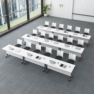 折叠培训桌椅长条桌，培训机构带轮办公桌会议桌，长桌办公桌移动桌子