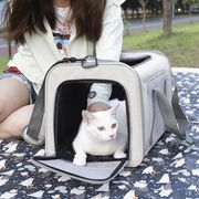 猫包外出便携透气大容量车载手，提单肩斜跨帆布折叠猫咪狗包宠物包