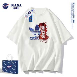 NASA联名2023纯棉短袖t恤男潮流宽松半袖重磅潮牌圆领体恤