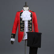 欧洲复古宫廷王子贵族服装红色欧式军礼服套装歌话剧舞台表演cos