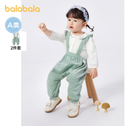 巴拉巴拉女婴童长袖套装秋季百搭时尚洋气甜美背带裤两件套