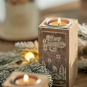 圣诞装饰品木制烛台桌面，摆件婚礼派对，布景拍摄道具商铺布置装饰