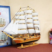 办公家居装饰品木质帆船摆件商务饰品 一帆风顺摆件W6001原木黑底