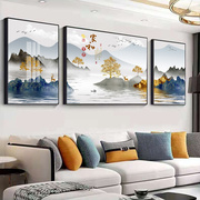 新中式客厅装饰画现代轻奢沙发背景墙挂画家和万事兴山水晶瓷