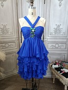0331b    XS码蓝色吊带连衣短裙蛋糕表演服