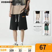 VIISHOW短裤男士夏季薄款美式潮牌宽松跑步运动裤休闲针织五分裤