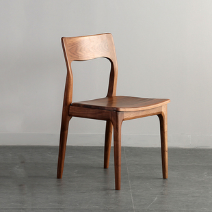 北欧樱桃木餐椅实木白橡木背靠椅现代日式简约黑胡桃木餐桌椅
