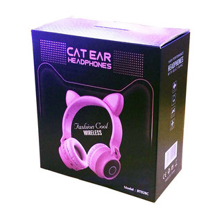 儿童无线蓝牙耳机头戴式bt028c游戏发光猫，耳朵耳机女跨境电商