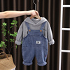 男童春季背带裤套装，6-8个月1-2-3岁男宝宝春装，婴儿童春秋衣服