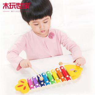 木玩世家木制婴儿敲琴宝宝儿童早教益智手敲音乐玩具1-2-3-6岁