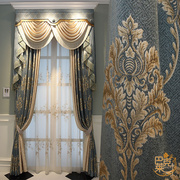 欧式窗帘客厅奢华大气复古美式别墅挑高复式楼高端成品雪尼尔