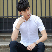 夏季男士短袖衬衫韩版潮流帅气白衬衣商务正装职业上班半袖寸免烫