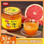 福事多蜂蜜柚子茶500g冲饮罐装蜜桃乌龙茶，山楂乌梅子酱