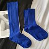 克莱因蓝宽条双针高橡筋(高橡筋)打底袜堆堆袜及膝长袜