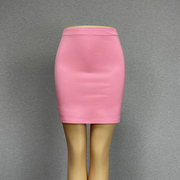 品牌折扣粉红色半身裙女2023夏松紧(夏松紧)腰，弹力修身性感百搭包臀裙短裙