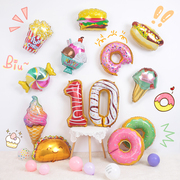ins甜甜圈数字气球卡通2周岁儿童宝生日装饰场景布置派对拍照道具