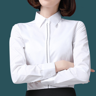 初众职业衬衫女长袖工装，工作服修身气质通勤工作服，ol白色干练衬衣