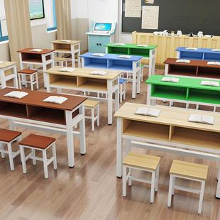 学生课桌椅双层带抽屉，单人双人中小学生，补习辅导班培训课桌椅组合