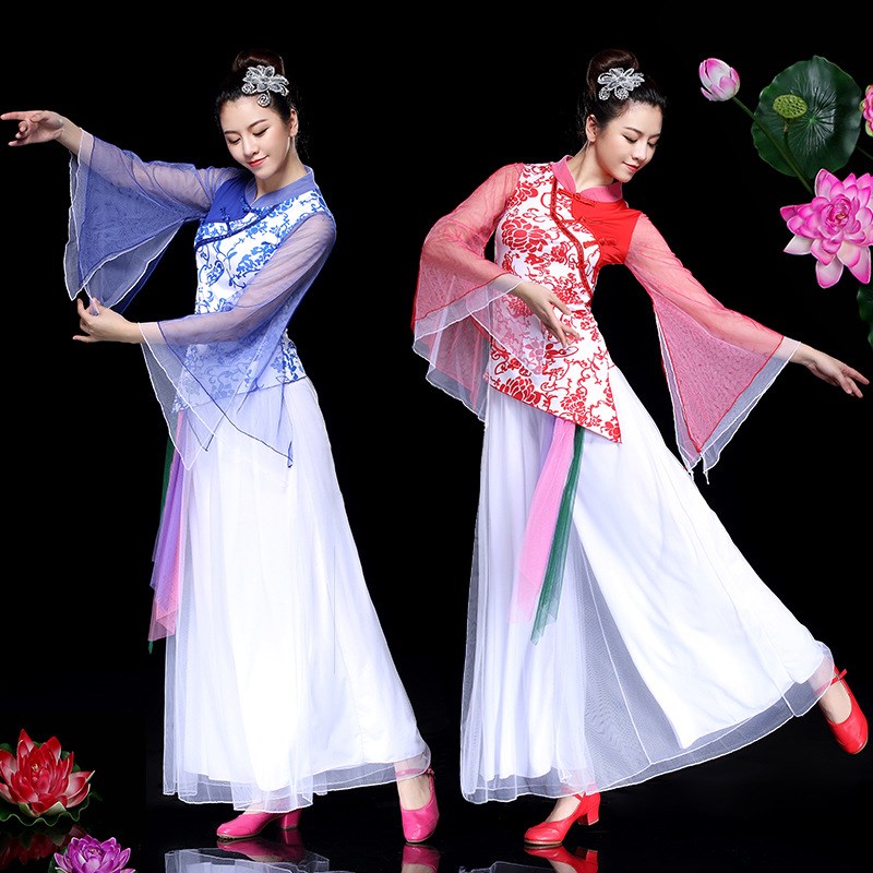 云裳广场舞服装新款阔腿裤套装古典舞演出服青花瓷旗袍上衣白纱裤|ruв категории Женская одежда, костюм/национальная одежда/театр костюм, национальная одежда/этап погрузки - от Buy2taobao.com для оказания профессиональной услуги покупки агента Taobao