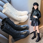 女童高筒靴儿童秋冬季时尚，童靴中大童小女孩，马丁靴公主长筒靴