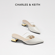 CHARLES&KEITH春夏女鞋CK1-61720144尖头矮跟穆勒凉鞋拖鞋女外穿