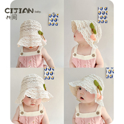 婴儿帽子夏季薄款渔夫帽夏款遮阳防晒透气超萌儿童，洋气女宝宝盆帽