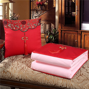 中式大红抱枕被子两用沙发靠枕婚庆喜庆靠垫中国结客厅午睡空调被