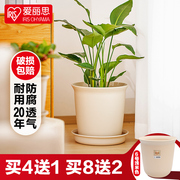 爱丽思日本zen型阳台，盆景圆形塑料花盆室内创意，个性盆栽小花盆