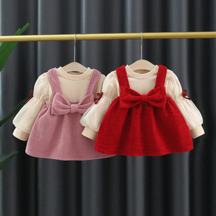 女童套装春秋季儿童衣服，0一1-2-3岁婴儿女，宝宝秋装公主裙子两件套