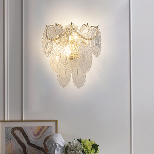 法式轻奢水晶壁灯卧室床头灯北欧客厅，灯墙壁创意现代简约led灯