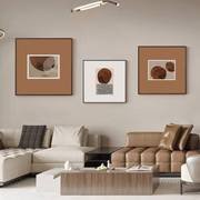 现代轻奢餐厅装饰画卧室壁画正方形抽象高端小众艺术棕色客厅挂画
