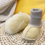 冬季软底羊毛一体婴儿鞋袜，01岁保暖防风，透气学步鞋防掉婴儿棉鞋
